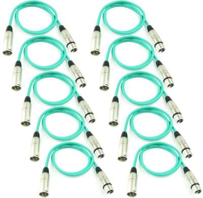 10 Mikrofonkabel 1 m Adam Hall K3 MMF 0100 GRÜN XLR m/f 3 pol DMX Mikrofon Kabel