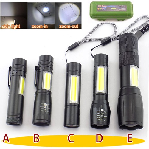 Mini LED flashlight USB rechargeable powerful flash light Torch Lamp AAA - Picture 1 of 20