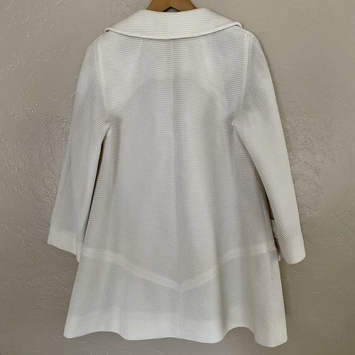 Vintage 60s Lilli Ann Knit Ivory Navy Mod Jacket Long Coat Retro GoGo Women’s XL - Bild 7 von 12