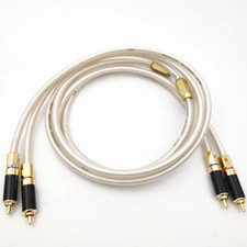 Pair OFC Silver Plated Conductor RCA Cables HiFi Audio Cable Interconnect Lines