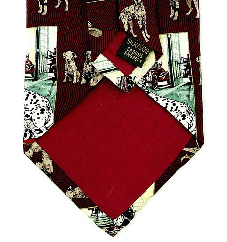 Firehouse Dogs Men's Silk Neck Tie Firefighter Dalmatian Puppies Red Necktie - Picture 4 of 4