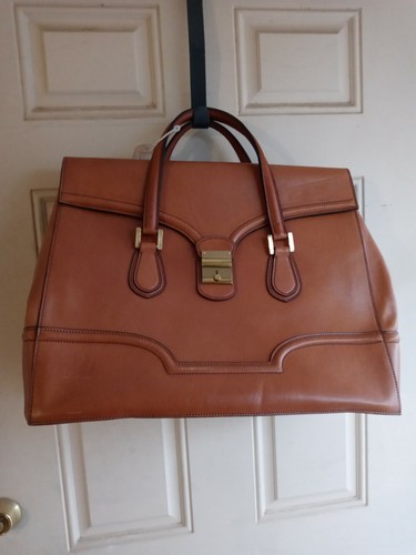 Mark Cross Locking leather travel Bag Vint 1980's  19x16x10