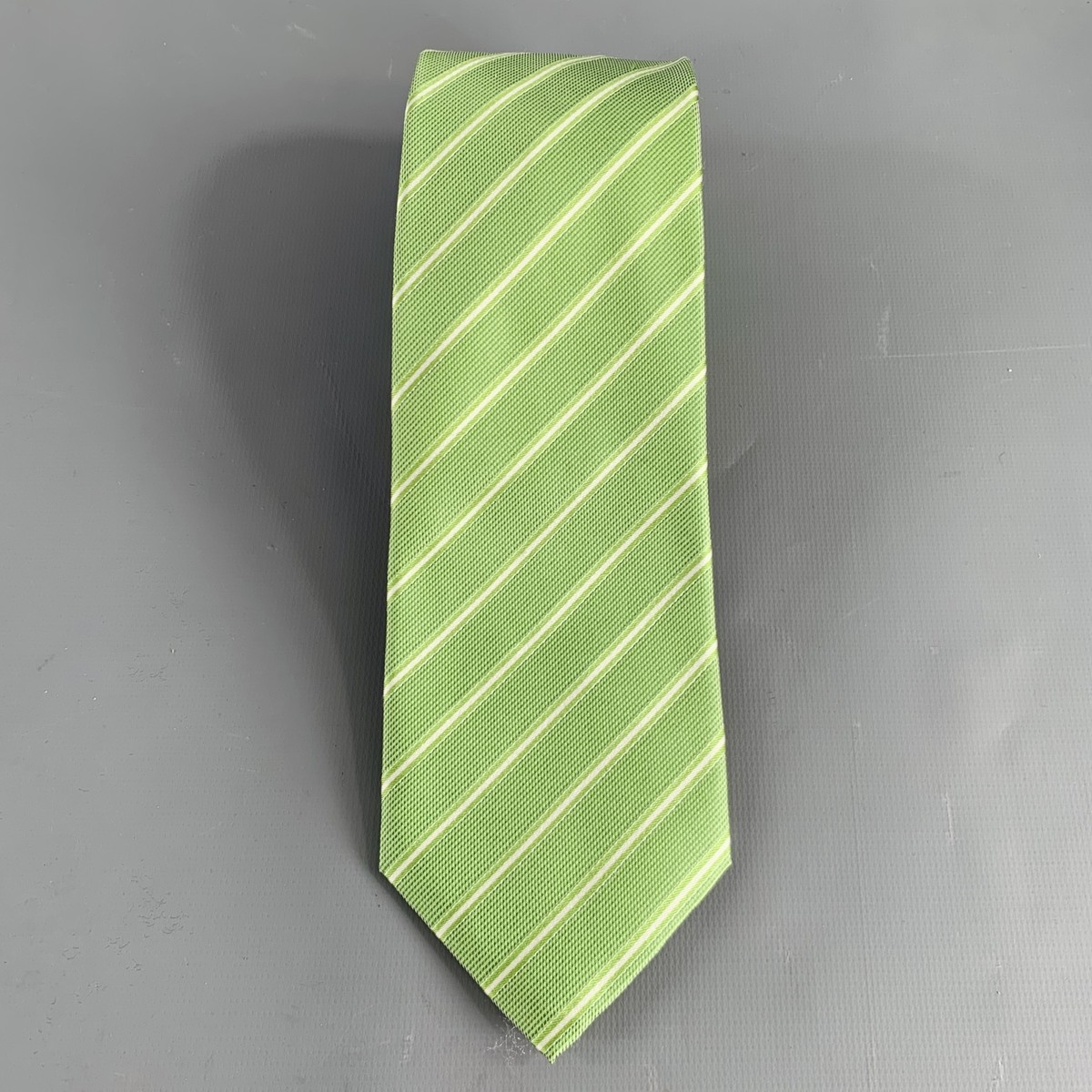 Cravate Slim En Soie 100% Italienne - Vert Acide, Motif Classique, 148 Cm