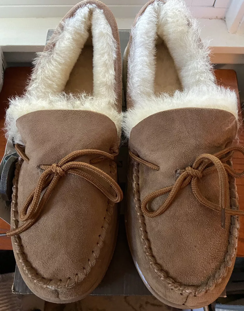 Lamo Men s Doubleface Sheepskin Moccasin Slippers House Shoes Men s 13 Chestnut