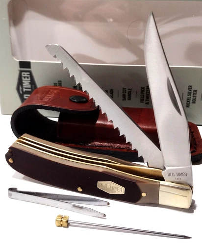 Schrade Old Timer 97OT Buzzsaw Trapper Field Pick Tweezers Folding Pocket Knife