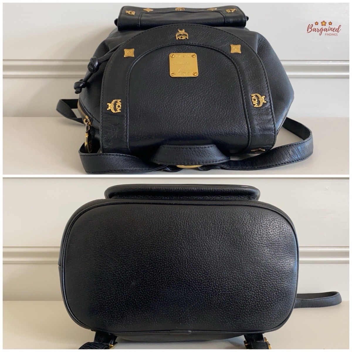 Authentic Vintage MCM Black Leather Studded Logo Motifs Flap  display picture 1