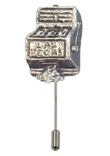 Z15 Las Vegas One Arm Bandit Pewter Emblem Tie Stick Pin hat scarf, collar coat