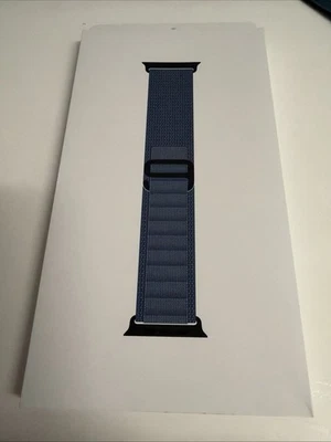 Apple Watch Strap 49mm Light Blue Alpine Loop Black Titanium Finish Large