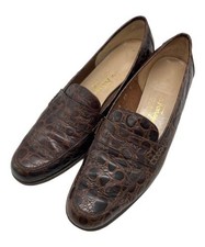 Salvatore Ferragamo Crocodile-embossed coin loafers brown 629