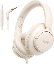 Wired Headphones with Mic, 3.5Mm Headphones Volume Control for School Beige