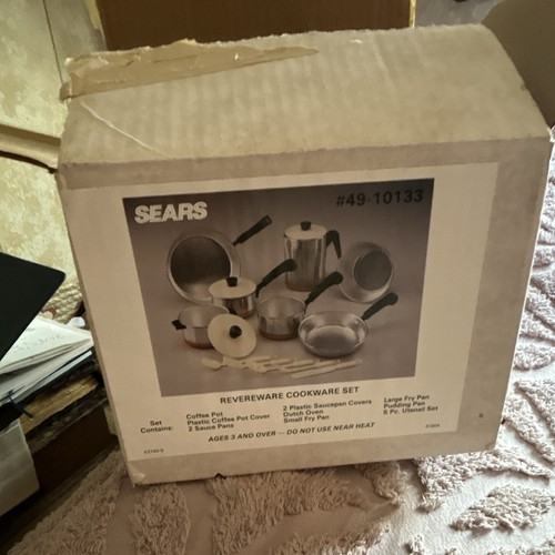 1960s Sears Revereware Play Cookware Set Pots Pans Utensils, looks new