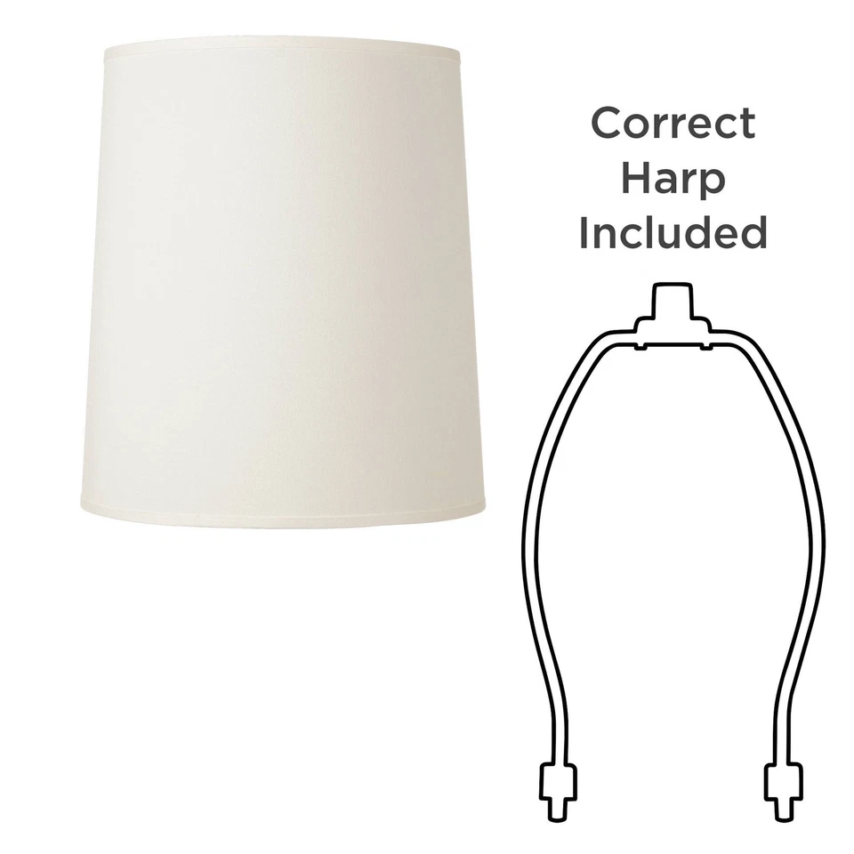 Springcrest Off-White Fabric Set of 2 Tall Drum Shades 14x16x18 (Spider) - Image 4 of 4