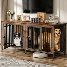 Dog Crate Furniture for 1 /2 Dogs, Heavy Duty Single/Double Dog Crates TV Stand