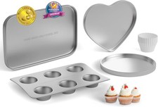 Kids Baking Pan Set for Easy Bake Oven Cupcake Pan Cookie Heart Rectangular Pan