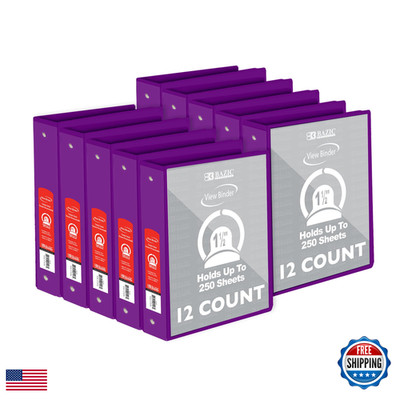 Bazic Products 3 Ring Binder - Purple Economy View Binder Clear Overlay Cover