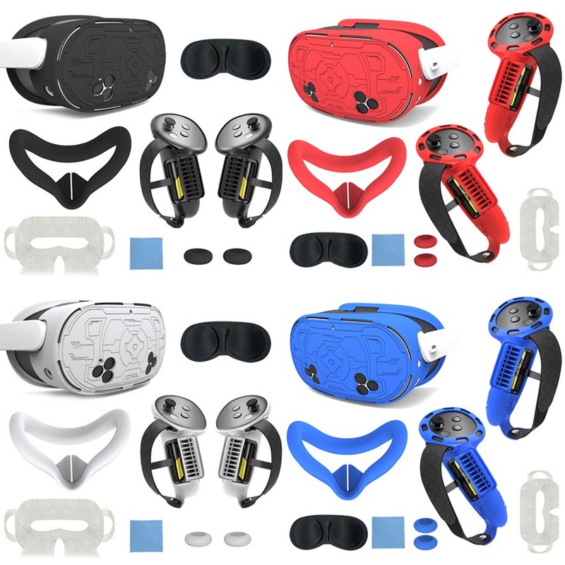 7-Piece TPU Protective Case Sleeve Handle Grip Accessories for Meta Quest 3S VR