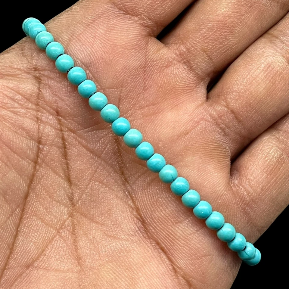 Handgemacht Verstellbar Türkis Armband 4mm Perlen Boho Design für Unisex - Bild 4 von 4