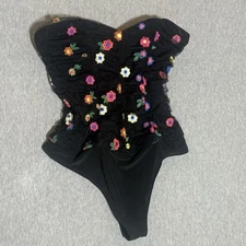 Lovers Friends Youlanda Bodysuit  Corset Women S Small Black Floral Retail $158