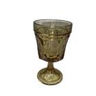 Set Of 2 Vintage Anchor Hocking Fairfield Amber Water Goblets 6" Tall Glasses
