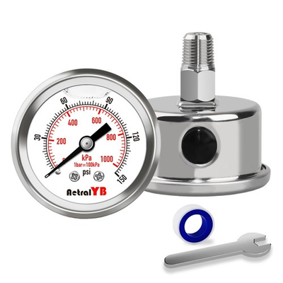#ad Full Stainless Steel Pressure Gauge 1.5 Inch Dial0 150 PSI 0 1000 kPaGlyce... $18.42