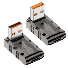 2-Pack Up/Down Angle 90 Degree USB A Male to USB C Female Adapter 120W 10G