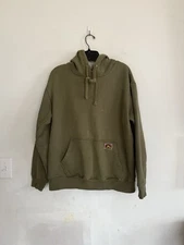 Ben Davis Mens Heavy Cotton Olive Green Pullover Hoodie Sweatshirt, Size Medium