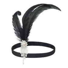 1920s Flapper Feather Headpiece Vintage Great Gatsby Costume Accessories,Black