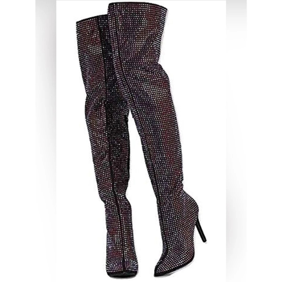 Botas de aguja Anne Michelle estrás holgadas hasta el muslo para mujer talla 9