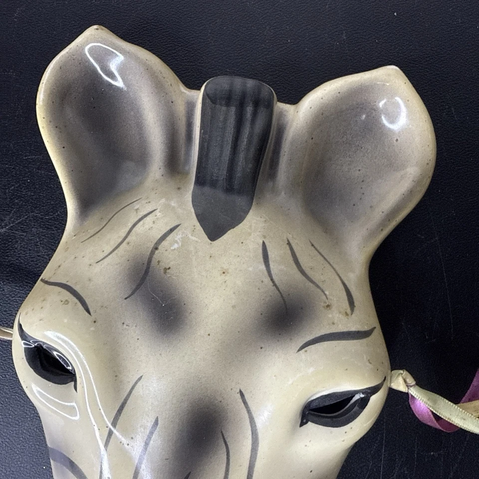 VTG Hand Painted 1900's Ceramic Zebra Animal Face Mask Deco Art 11" No Cracks* - Image 2 of 4