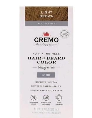Cremo Hair & Beard Color Light Brown 2.7 fl oz Single Pack New 06
