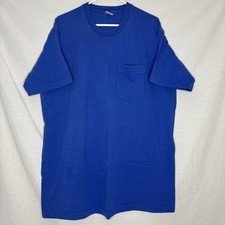 Vintage 90s Fruit of The Loom Blue Blank Pocket Tshirt Sz XXL Made in USA
