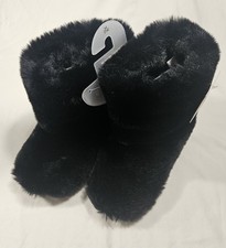 LC Lauren Conrad Hanni Women's Faux Fur Black Slippers--NWT--FREE SHIPPING 