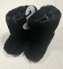 LC Lauren Conrad Hanni Women's Faux Fur Black Slippers--NWT--FREE SHIPPING!