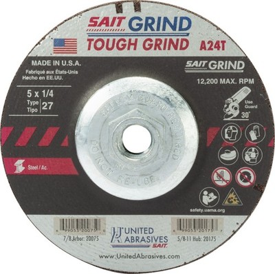 United Abrasives SAIT 20175 5x1/4x5/8-11 A24T Tough Grind Grinding Wheel 10 pack