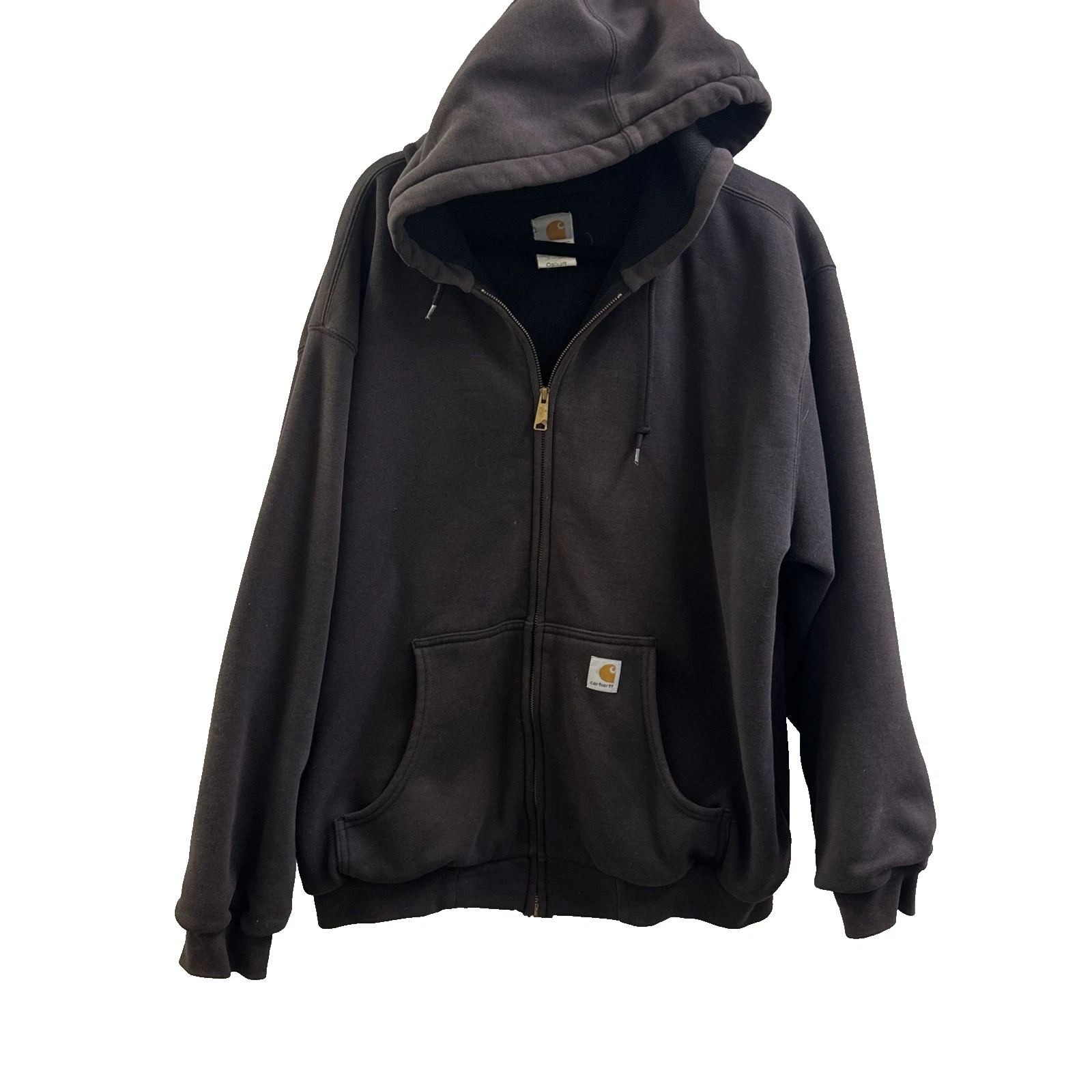 Carhartt J149 Thermal Lined Full Zip Hoodie Size XL Black Hooded Sweatshirt