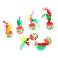 5 Pieces Pet Ball Toys Cats Teaser Toy Balls with Feather Pet Interactive Bal