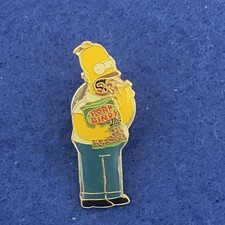 C1990s Homer Simpson holding a bag of Pork Rinds Enamelled Pin Badge