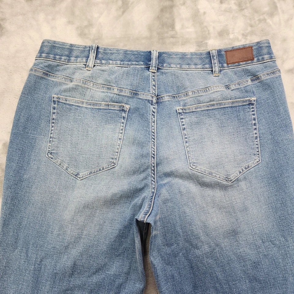 NUEVO Pantalones de mezclilla Lands End para mujer 22W azul tiro medio pierna recta doble botón elástico Foto 4 de 4