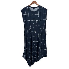 LISA BAYNE Dress Midi Asymmetrical Small Modern Minimalist Black X123