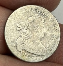 1807 Draped Bust Dime (a Solid Example!), 10c U.S. Type Silver Coin