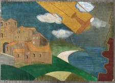 Quadro Paesaggio Futurista Su Carta 