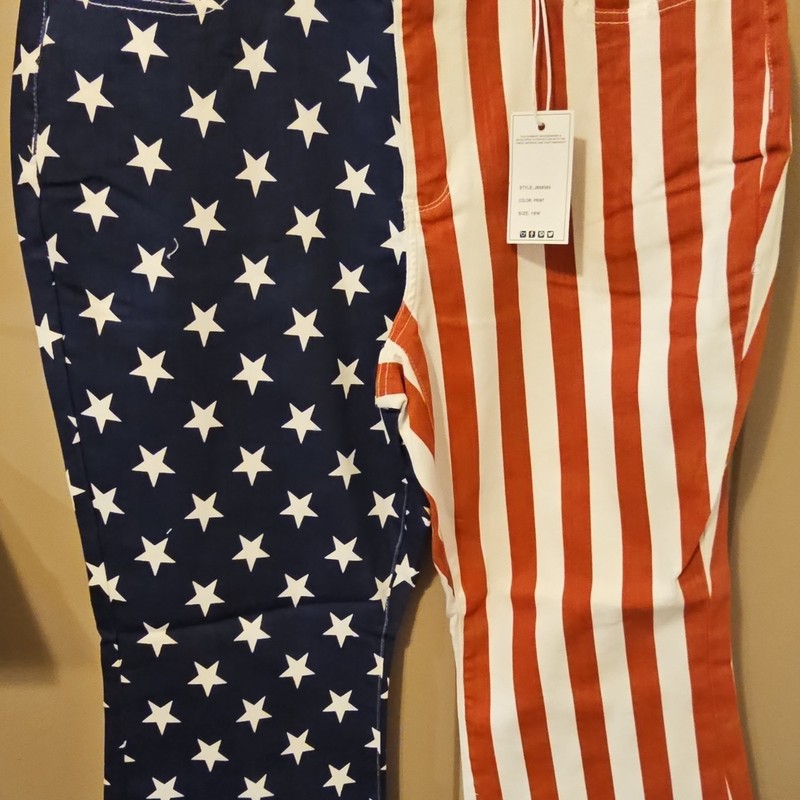 Judy Blue Plus Red White Blue Stars & Stripes Patriotic Flared Jeans