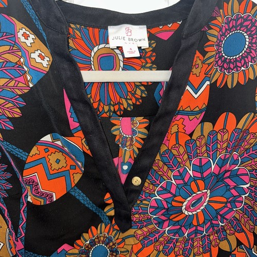 JULIE BROWN NYC Sleeveless summer Top Blouse Flowy free ship Small 4 - Picture 2 of 3