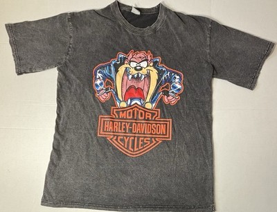 Vintage Harley-Davidson Taz Looney Tunes Graphic Tee Gray All In+
