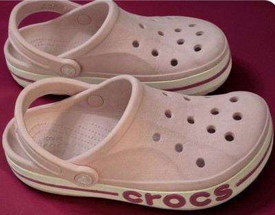 Crocs Clogs Womens Pink White Bayaband Foam Clog Size 7