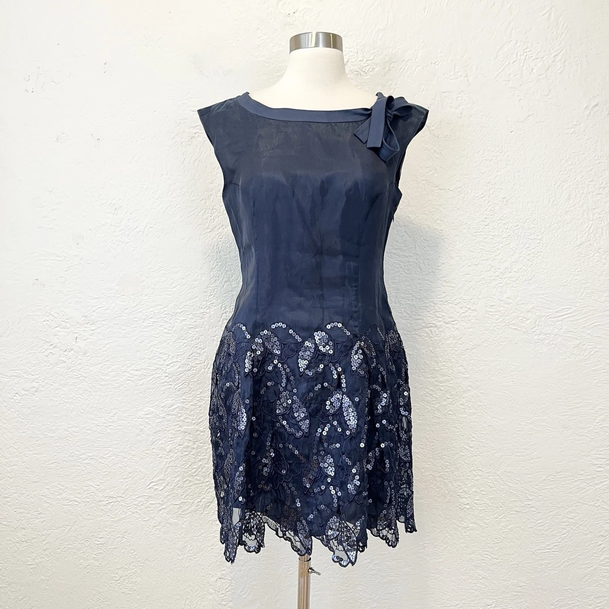 button back bridesmaid dress Wedding with buttons down the Size:Large 6/8 import:260122 cut back panel that Prada Navy Blue Floral