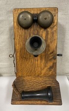 Antique Western Electric 1900's Hand Crank Oak Wood Wall Telephone Phone