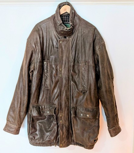 Hide Park Brown Leather Jacket Mens XL Soft Brown Top Grade Hide - Vintage Zip - Picture 1 of 12