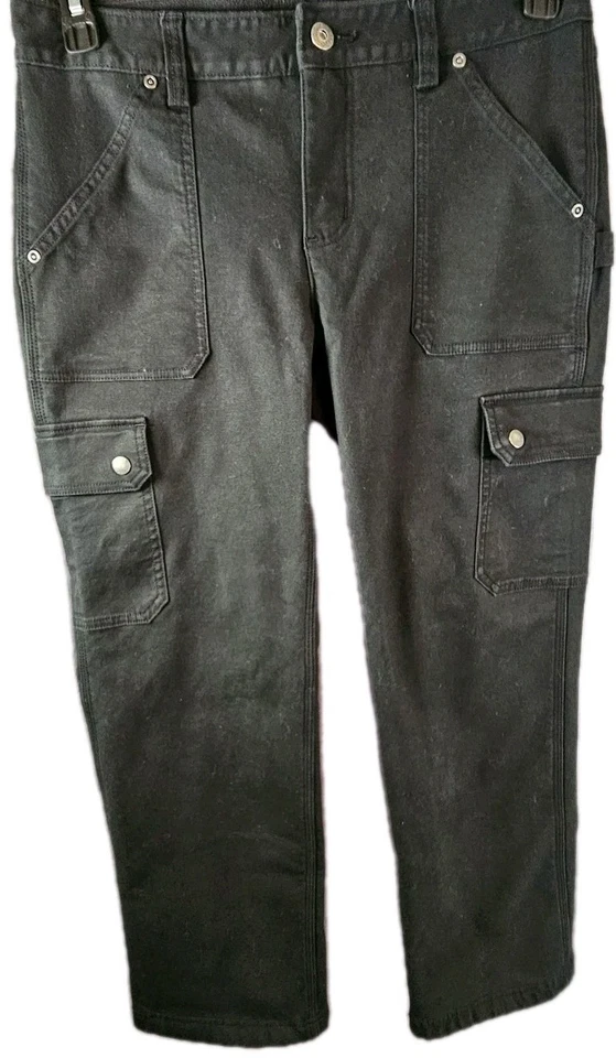 Calça feminina Duluth Trading Flexpedition forrada perna reta preta sólida 6W 29L - Imagem 2 de 4