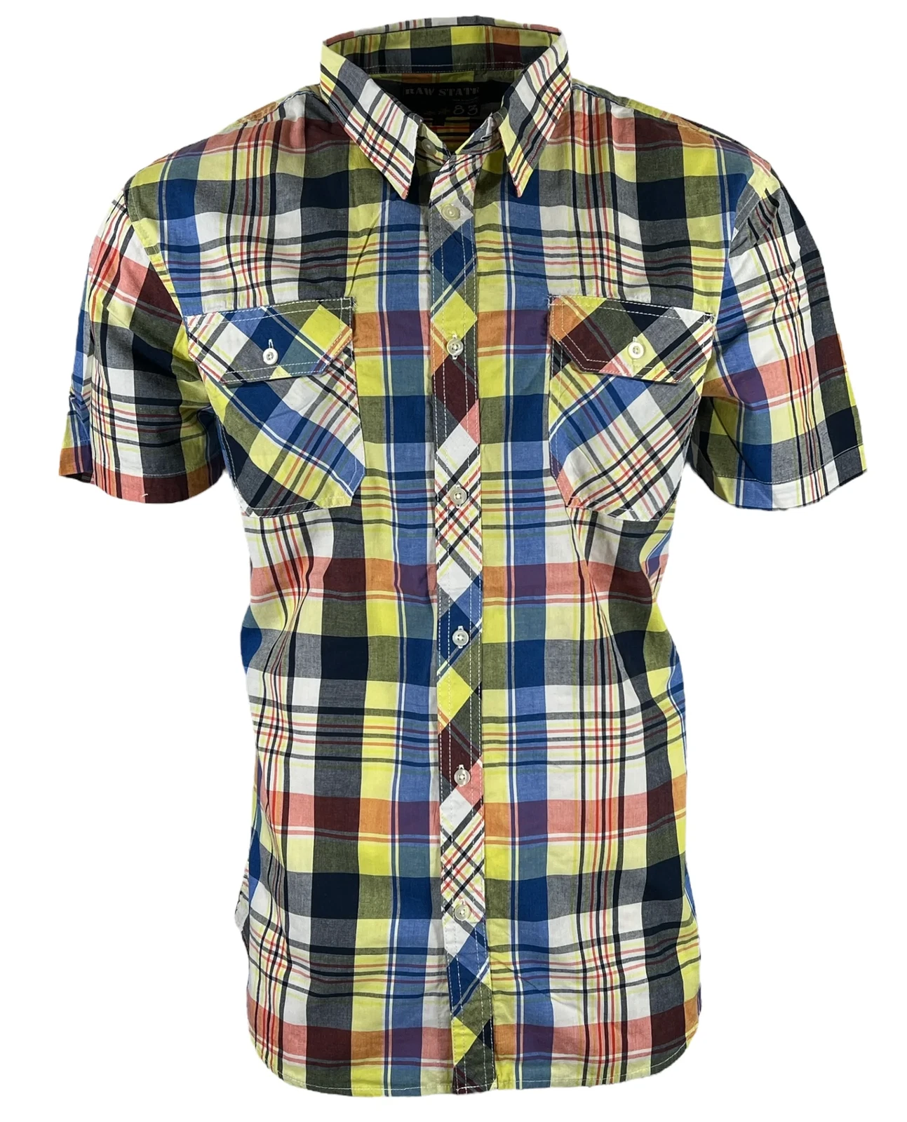 Raw State Men's Button Down Shirt Short Sleeve Outwear Multi Color